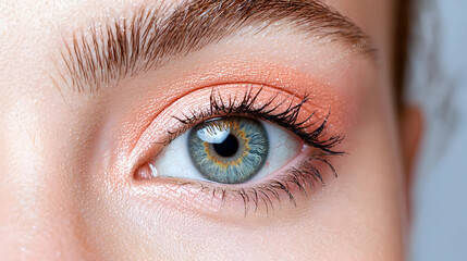 Obraz premium Close-up eye makeup, peach tones, beauty shot