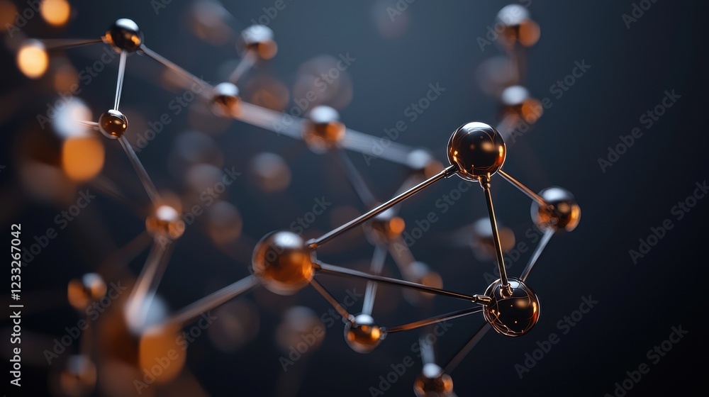 Poster exploring atoms and bonds glowing molecular structures science lab