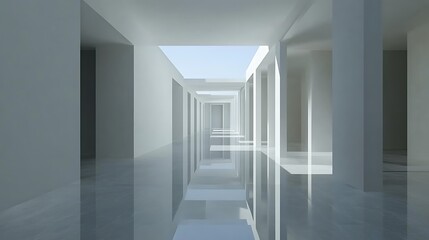 Obraz premium Minimalist White Architecture Corridor Design