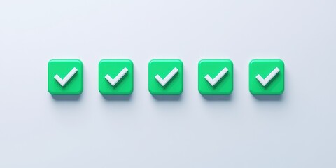 Obraz premium A row of green check boxes with white lines