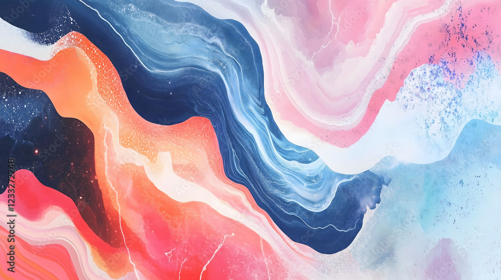 Poster ethereal abstract collage blending soft colors and fluid shapes in a dreamlike composition. generati