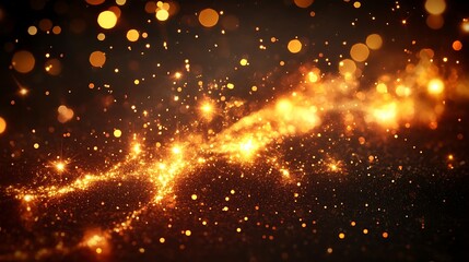 Obraz premium Golden Glittering Lights Sparkles Abstract Background