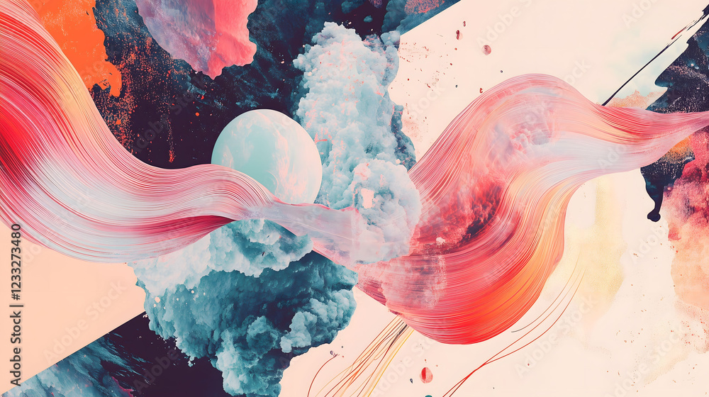 Aufkleber ethereal abstract collage blending soft colors and dynamic textures for a dreamlike effect. generati