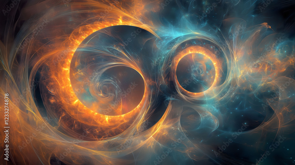 Aufkleber ethereal abstract collage blending soft hues and vibrant patterns for an otherworldly experience. ge