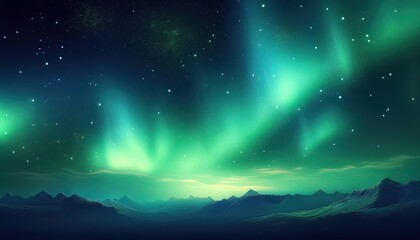Aweinspiring Aurora and Starry Night Sky with Vivid Green Northern Lights Breathtaking Winter Scene for Wall Art, Decorative Products, or Travel Promotion