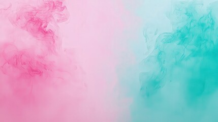 Fototapeta premium Soft Pink and Aqua Smoke Swirls on Trendy Pastel Background
