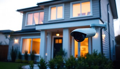 Enhancing home security with surveillance cameras residential area photography evening light exterior view safety awareness