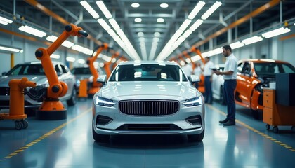 Production line event automotive manufacturing factory technology industrial close-up innovation in automation