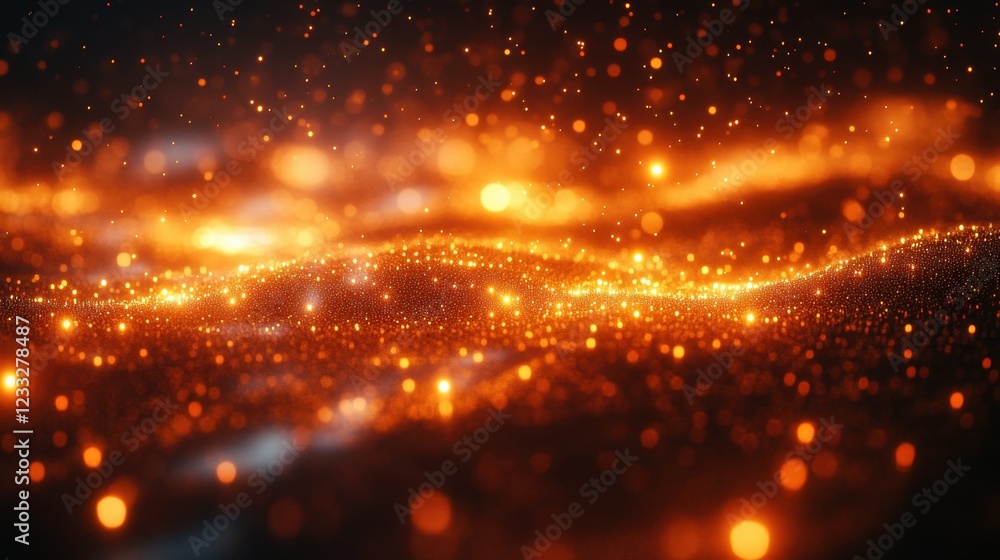 Poster glowing orange particles creating a mesmerizing abstract background