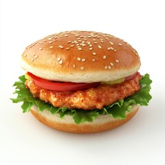 Chicken sandwich isolated on white background