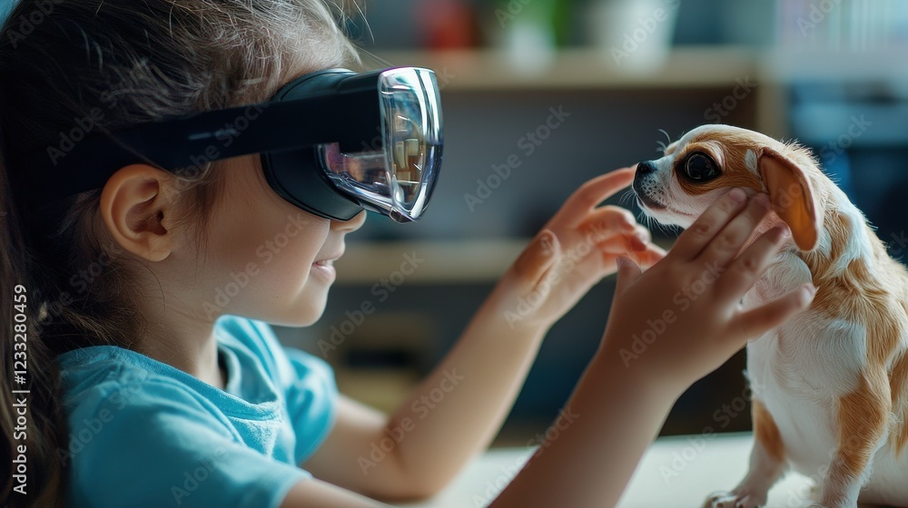 Poster A child interacting with a virtual pet during an online learning session