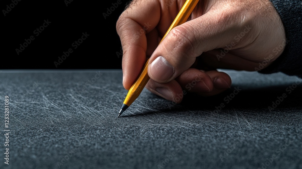 Poster a close-up of a digital artist hand using a stylus on a drawing tablet