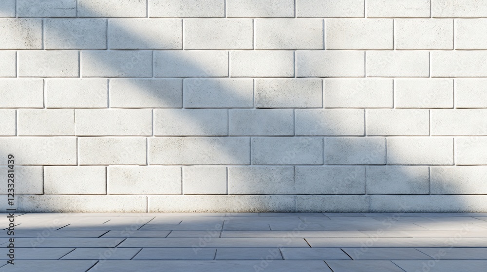 Poster minimalist concrete block wall with subtle light and shadow effects casting on it