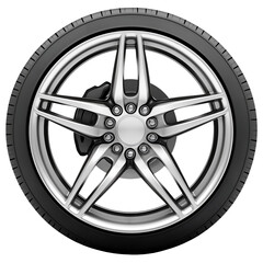 Obraz premium High Quality Chrome Alloy Car Wheel with Detailed Tread Design Isolated