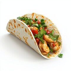 Chicken taco isolated on white background