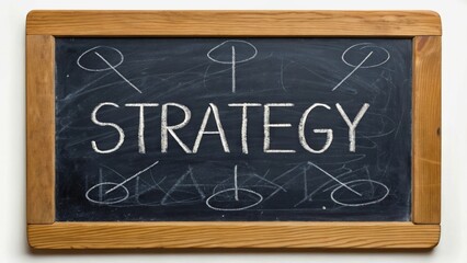 Fototapeta premium Conceptual Strategy Illustration on Chalkboard for Business and Planning Topics
