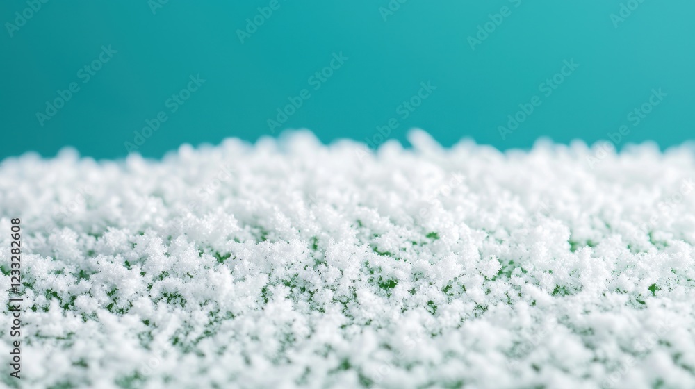 Poster snowflakes on a soft surface with teal background color