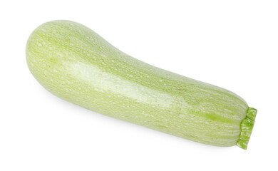 One fresh ripe zucchini isolated on white, top view