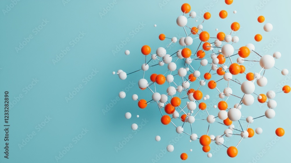 Poster exploring atoms and bonds colorful molecular structures science lab