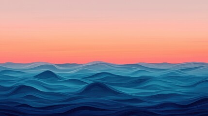 Serene Ocean Waves with Soft Gradient Sky at Dusk Over Water
