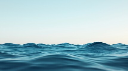 Serene Ocean Waves Under Clear Sky in Soft Morning Light