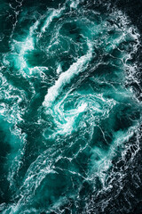 Dynamic Sea Swirls and Turbulence Phenomena Observed in Vibrant Ocean Waters in Motion