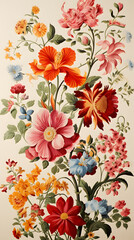 Digital vintage flower and floral pattern flower abstract graphic poster background