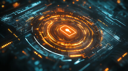 A glowing padlock icon in a futuristic digital interface, symbolizing secure connections (3)