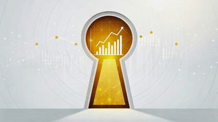 Fototapeta premium Keyhole Illustration with Business Graph and Data Visualization Concept for Success