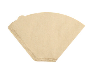 Paper coffee filters isolated on white, top view