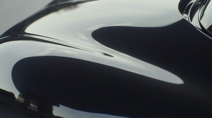 Glossy Black Surface with Reflections and Smooth Curves