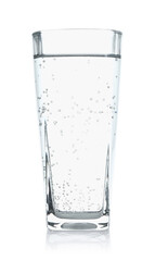 Refreshing soda water in glass isolated on white
