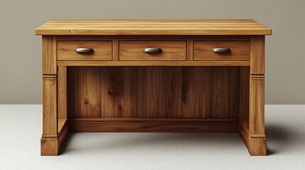Wooden desk with three drawers.