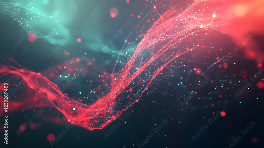 Poster high-tech network concept with vibrant lines and nodes