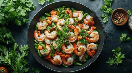 Shrimp Stir Fry with Peas and Sweet Potatoes