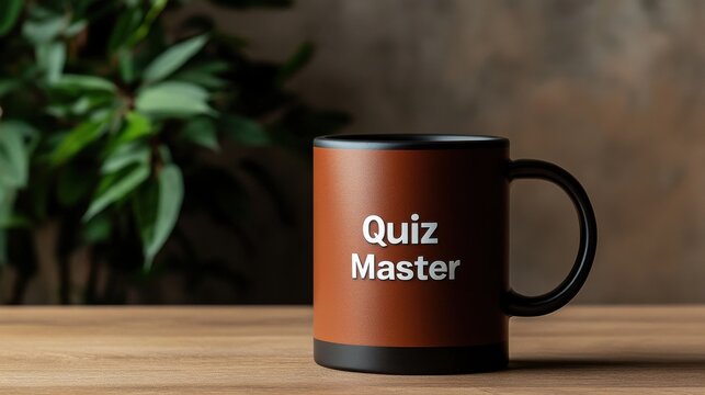 A trivia-themed mug with the words "Quiz Master" printed in bold letters