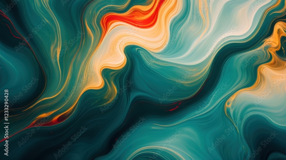 Poster magical merger of blue and gold constructing a dynamic abstract motif