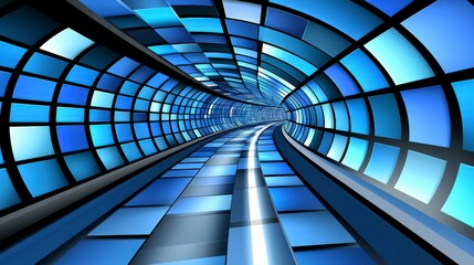 Obraz premium Abstract Blue Tunnel Design with Dynamic Light and Pattern Effects