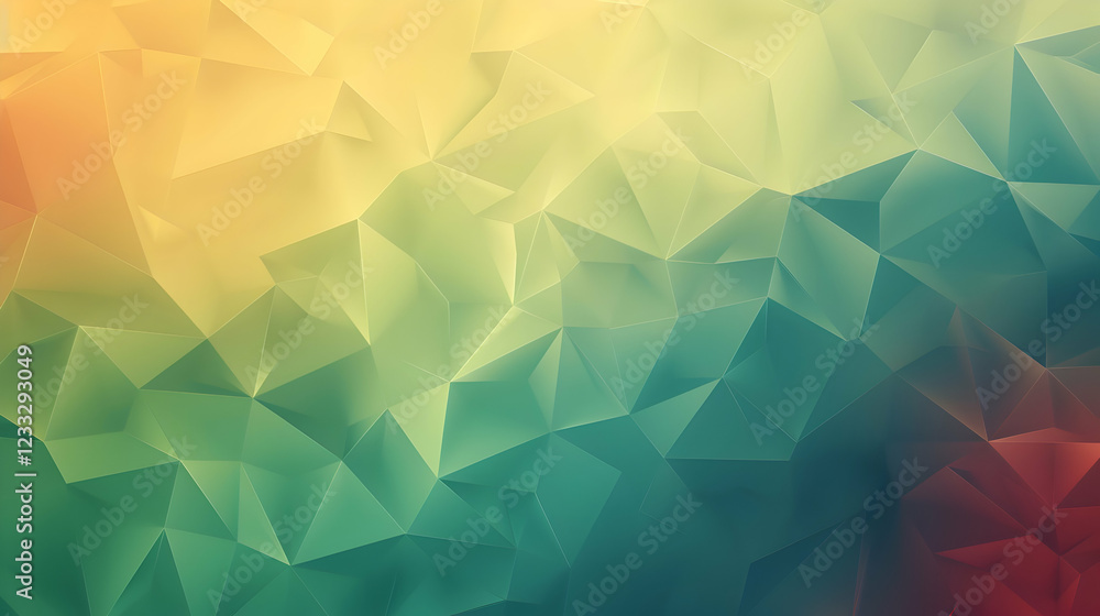 Poster a colorful abstract geometric background with a blend of soft hues and triangular shapes.