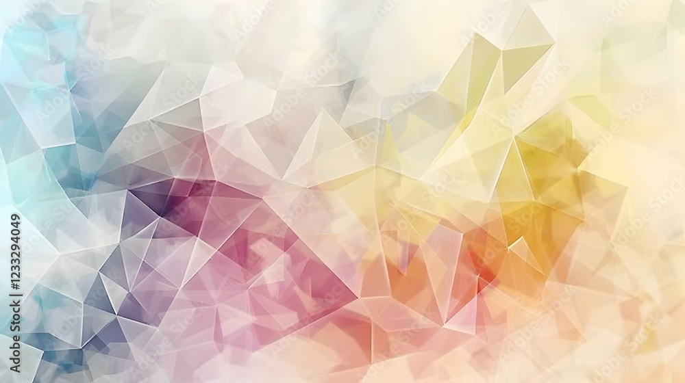 Poster abstract geometric pattern with soft colors and a blend of shapes.