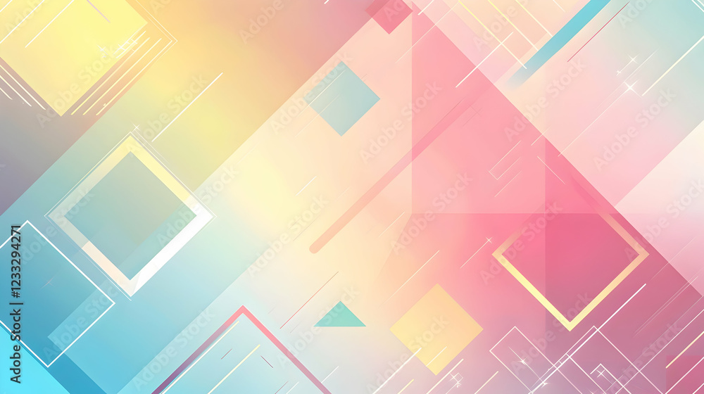 Poster abstract geometric design with soft colors and shapes for modern aesthetics.