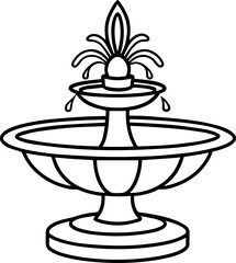 water fountain outline vector illustration
