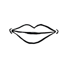 A simple black line drawing of lips