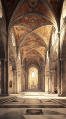 Fototapeta premium Ornate church interior with painted ceiling