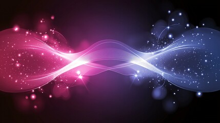 Colorful Abstract Waves with Sparkles on a Dark Background