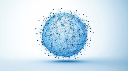 Interconnected Global Network Sphere Digital Technology Connection Points Data Stream Abstract.