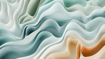 Obraz premium Abstract flowing waves in soft pastel colors create a serene and calming visual experience.