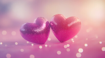 Obraz premium Romantic Hearts in Dreamy Glow
