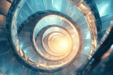 Fototapeta premium Spiral Staircase with Dramatic Lighting and Textured Surfaces