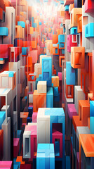 Obraz premium Digital colorful geometry city abstract art design graphic poster background